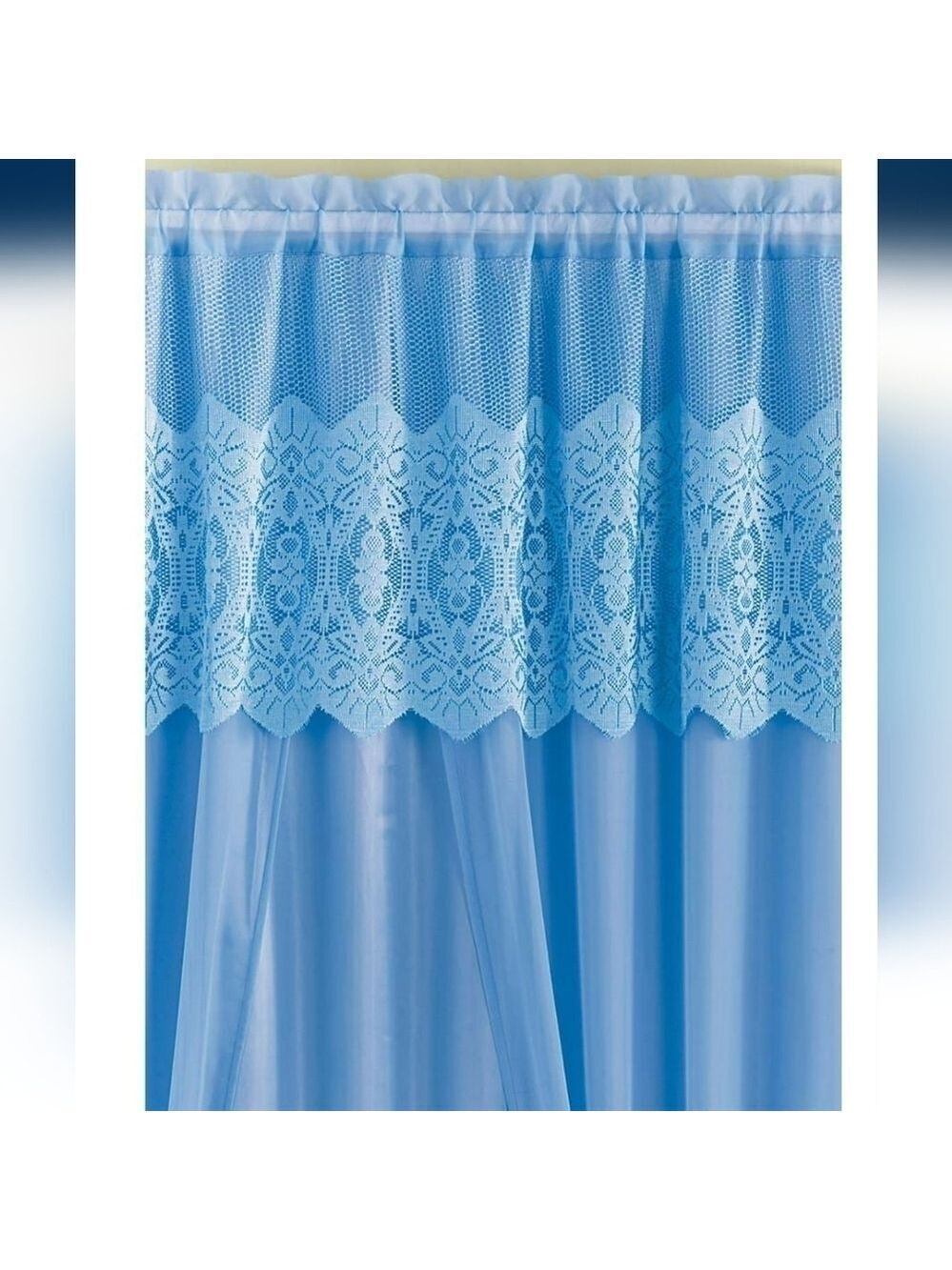 Joelle Blue Lace Curtains 1Pair NWT  Size 54WX84L